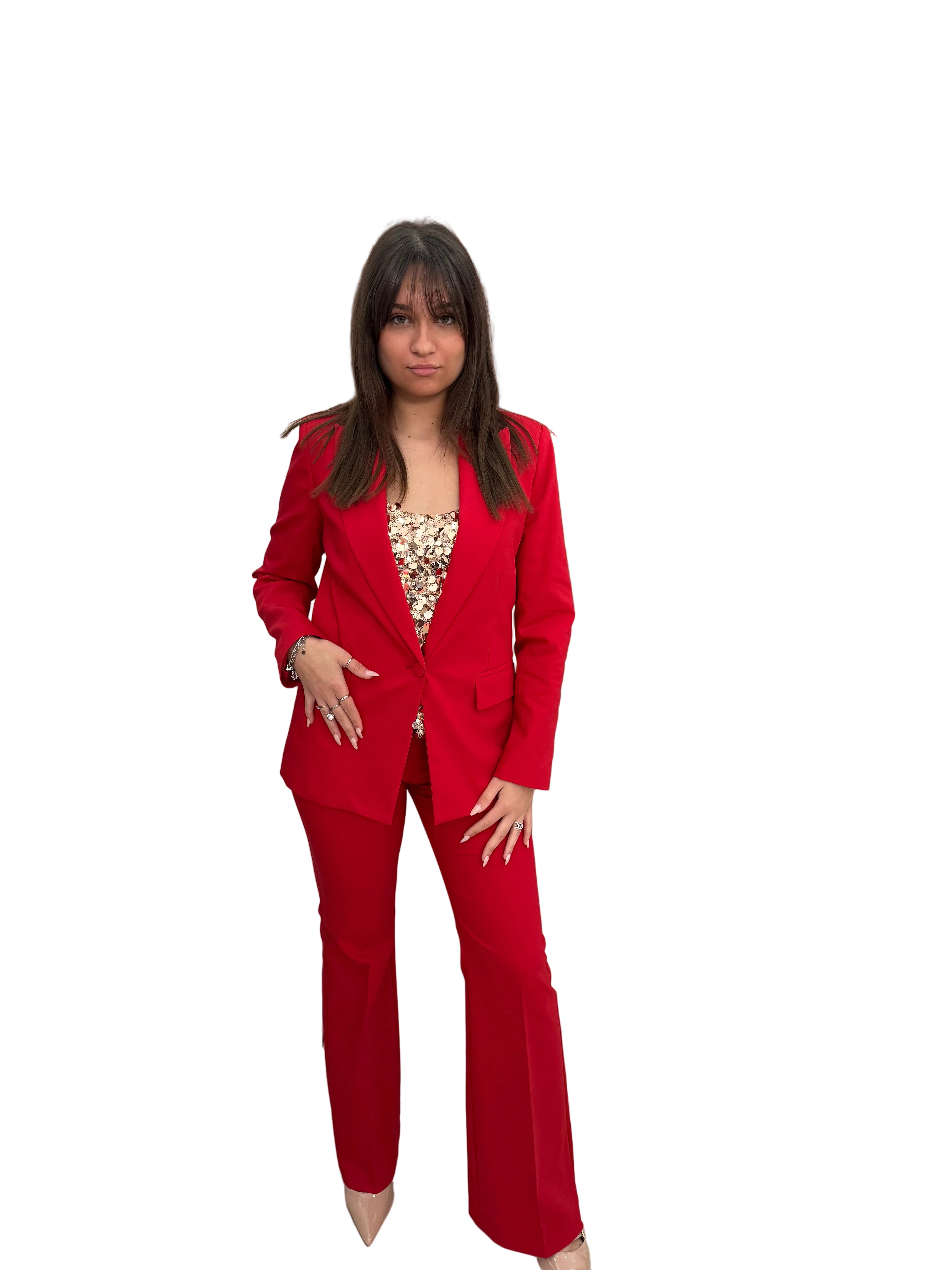 Tailleur in viscosa rosso