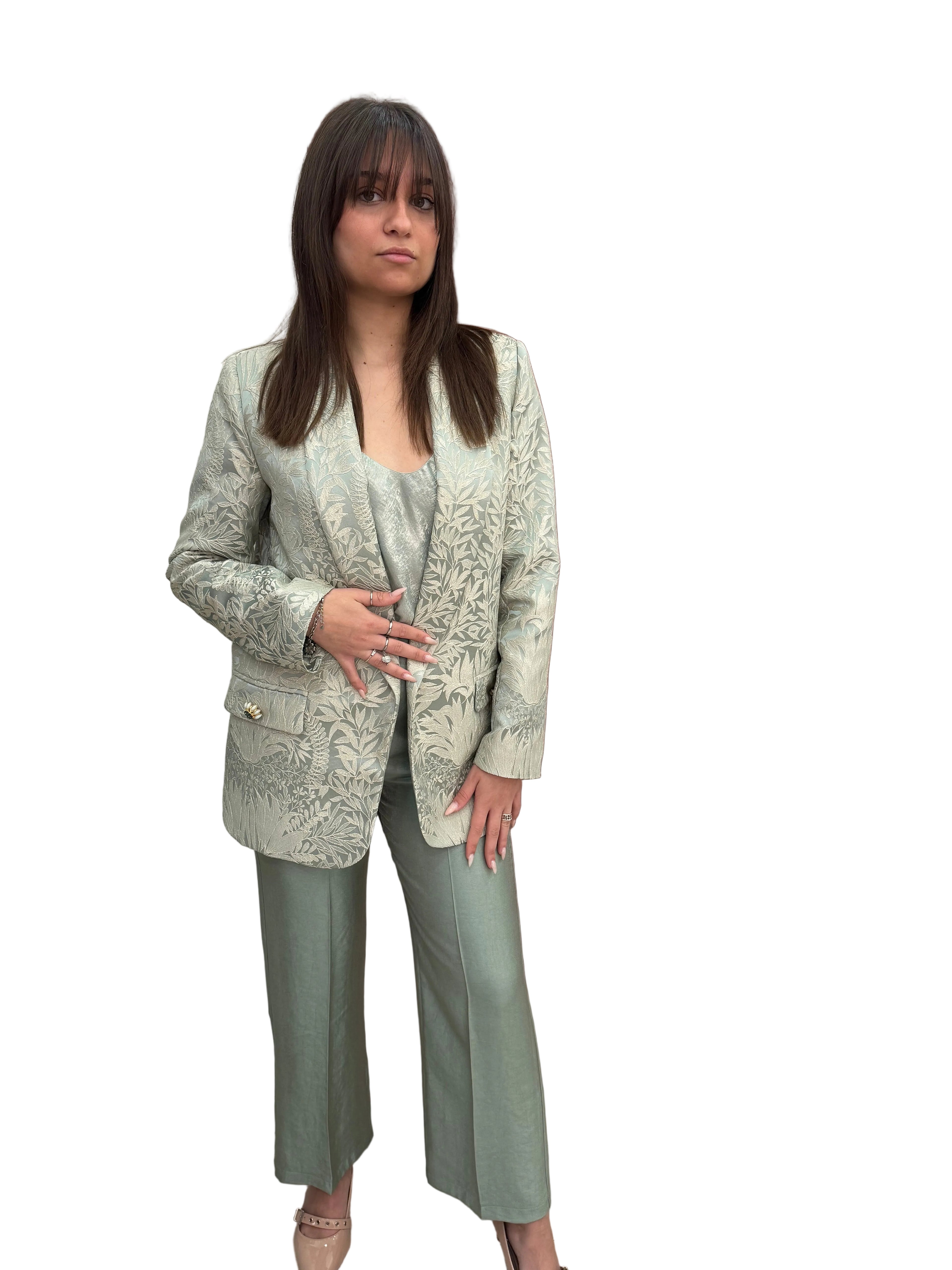 Completo damascato verde salvia