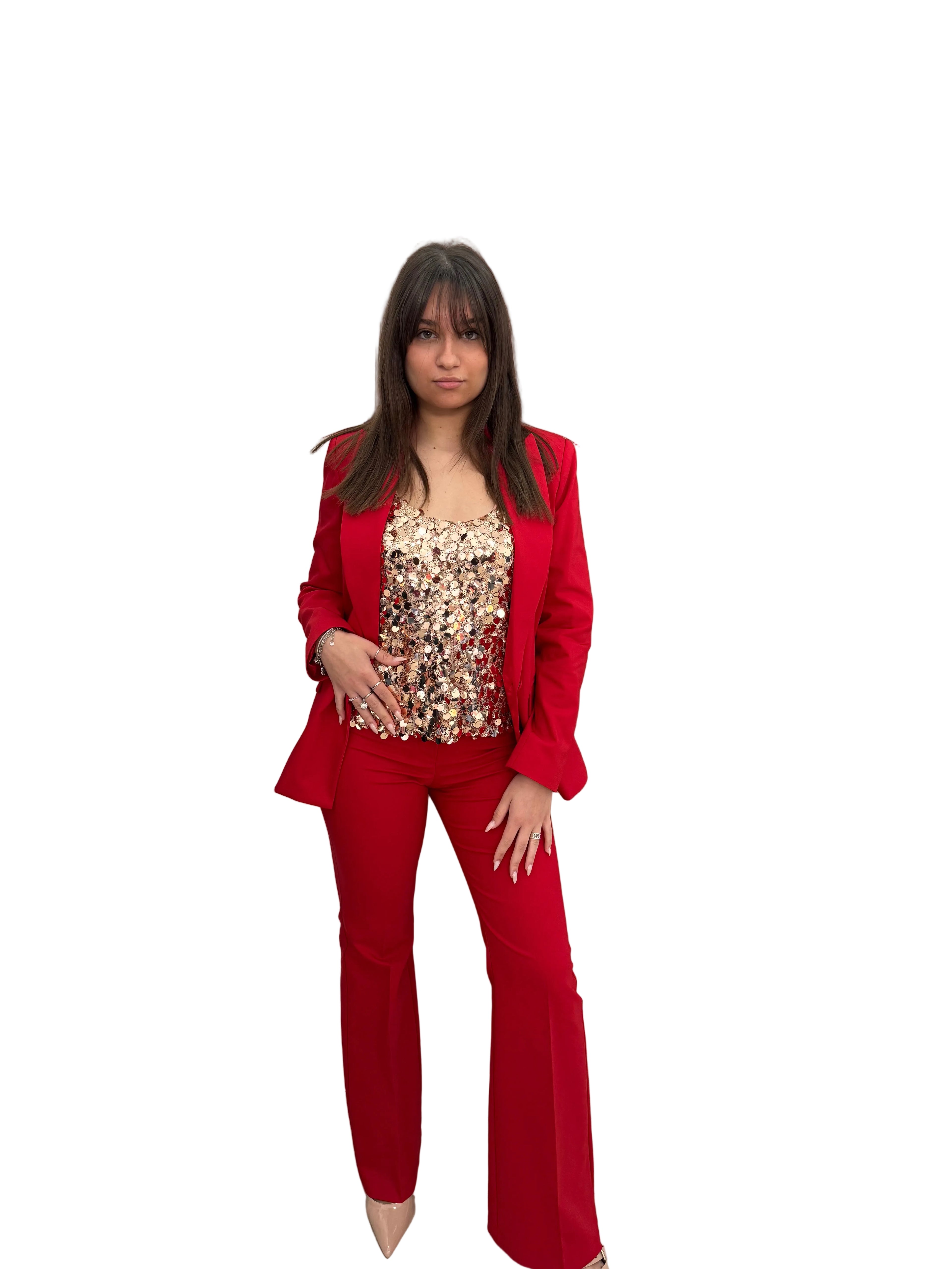 Tailleur in viscosa rosso