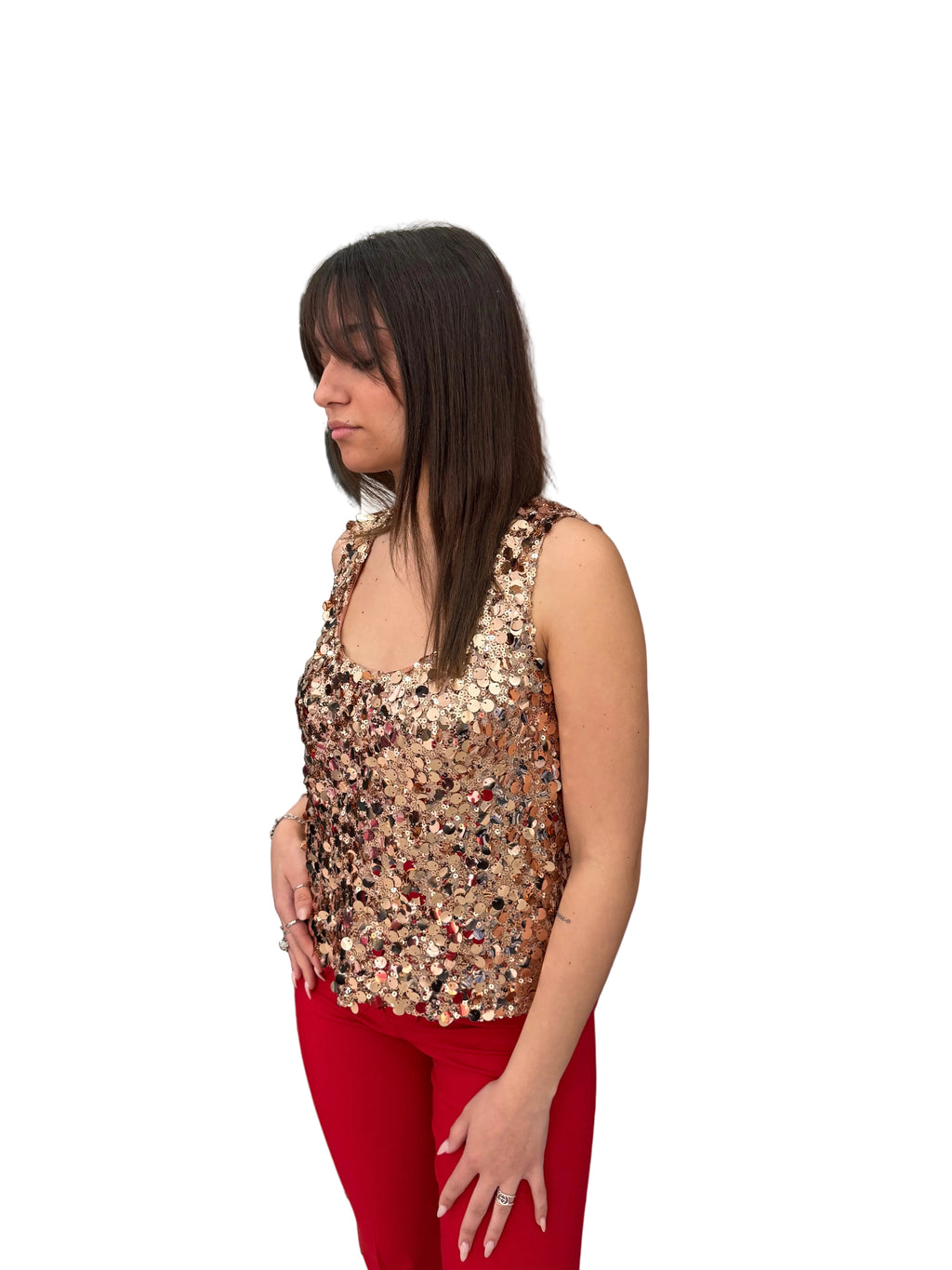 Top con paillettes rose gold