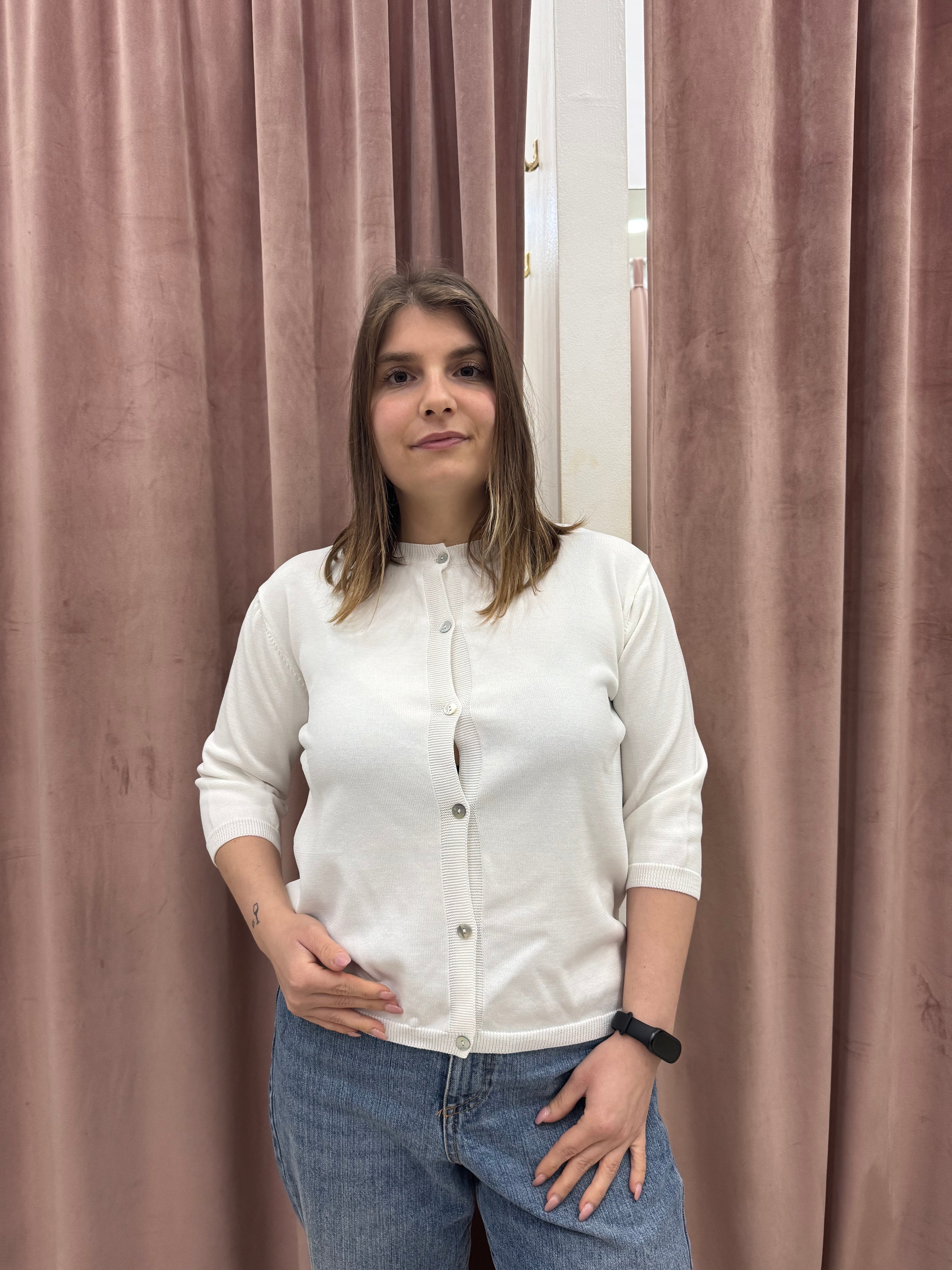 Cardigan bianco tre/4