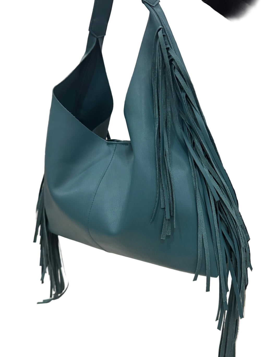 Borsa in ecopelle Operà con frange ottanio