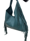 Borsa in ecopelle Operà con frange ottanio