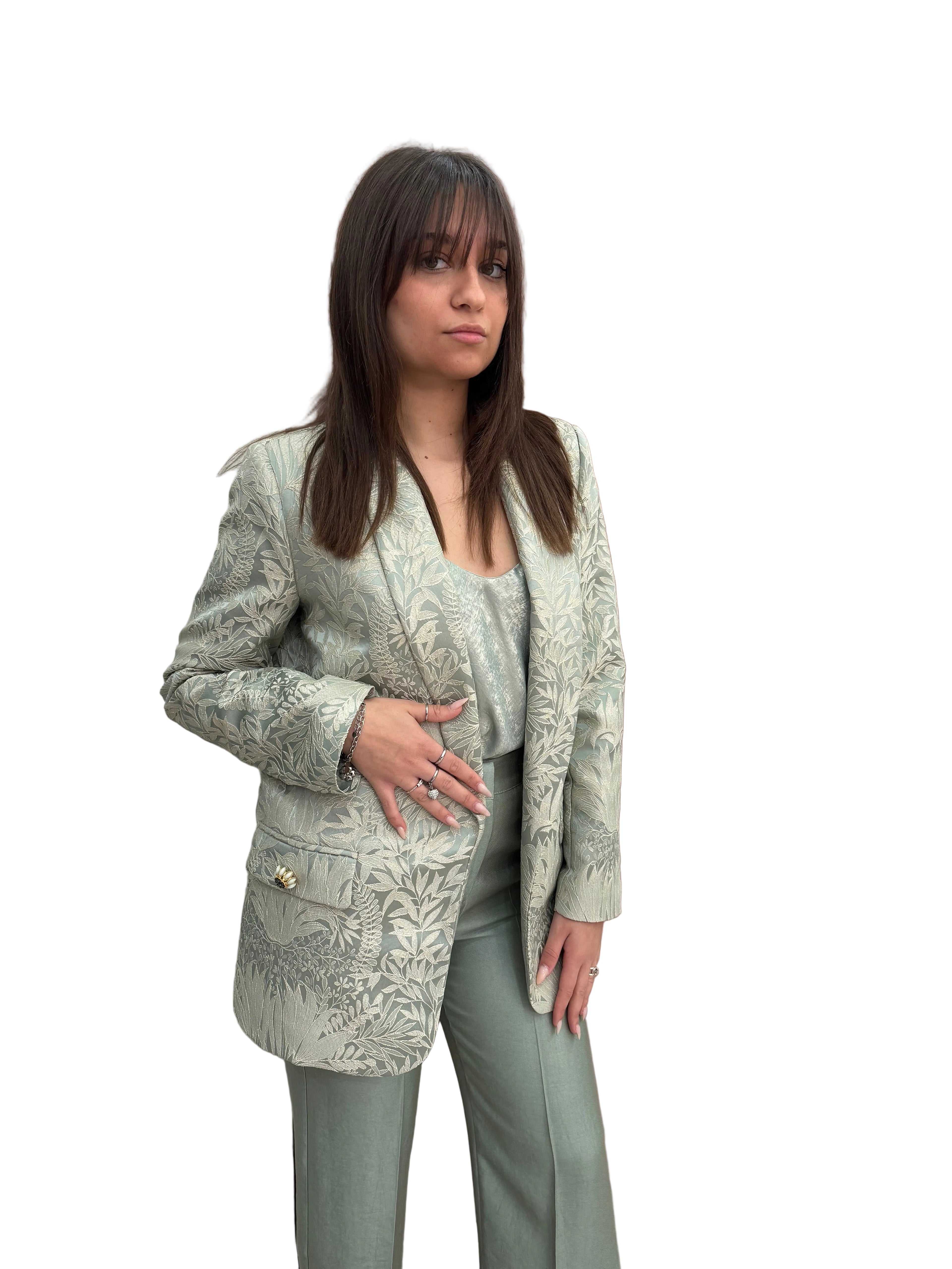 Completo damascato verde salvia