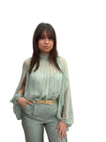 Camicia maniche aperte chiffon verde salvia