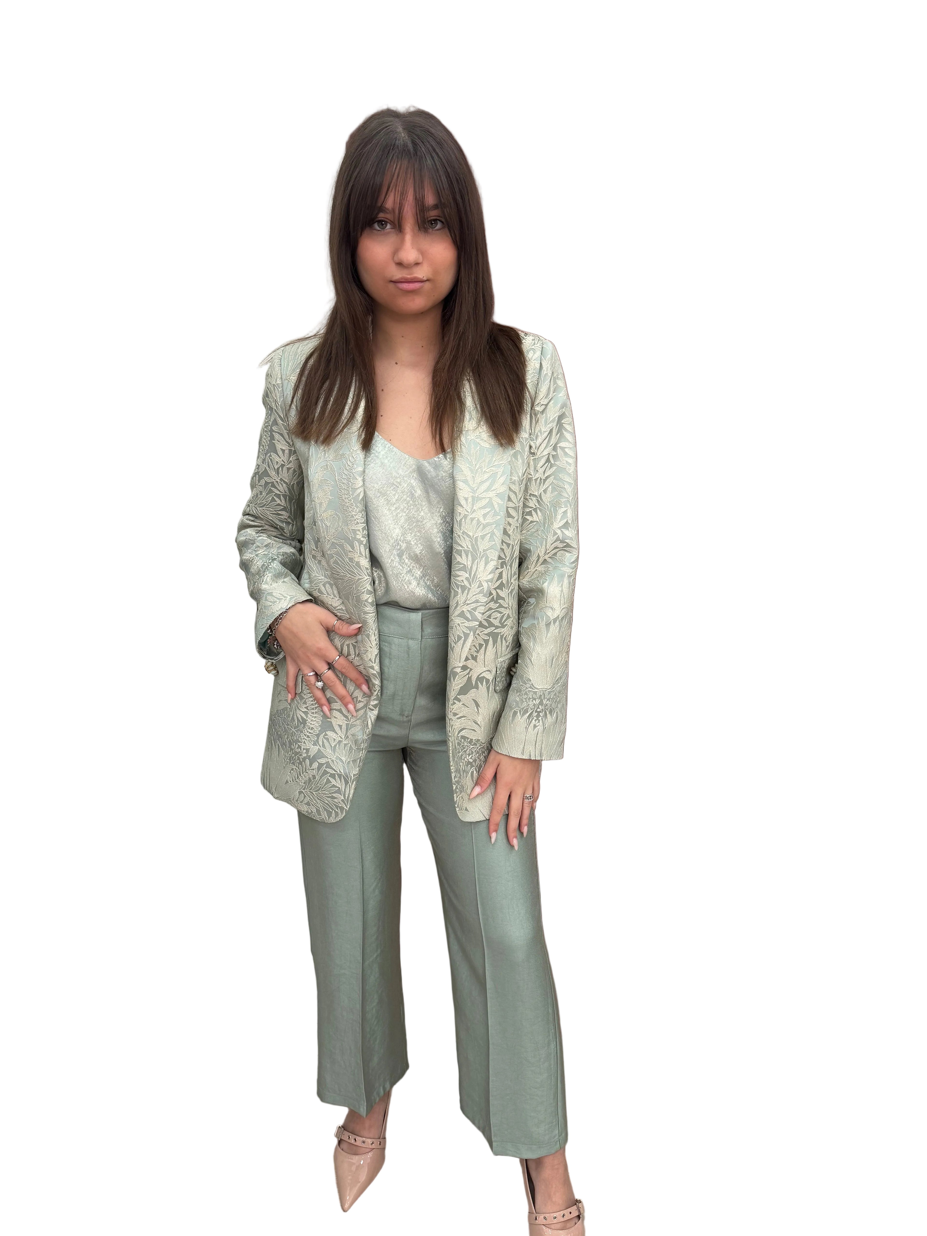 Completo damascato verde salvia